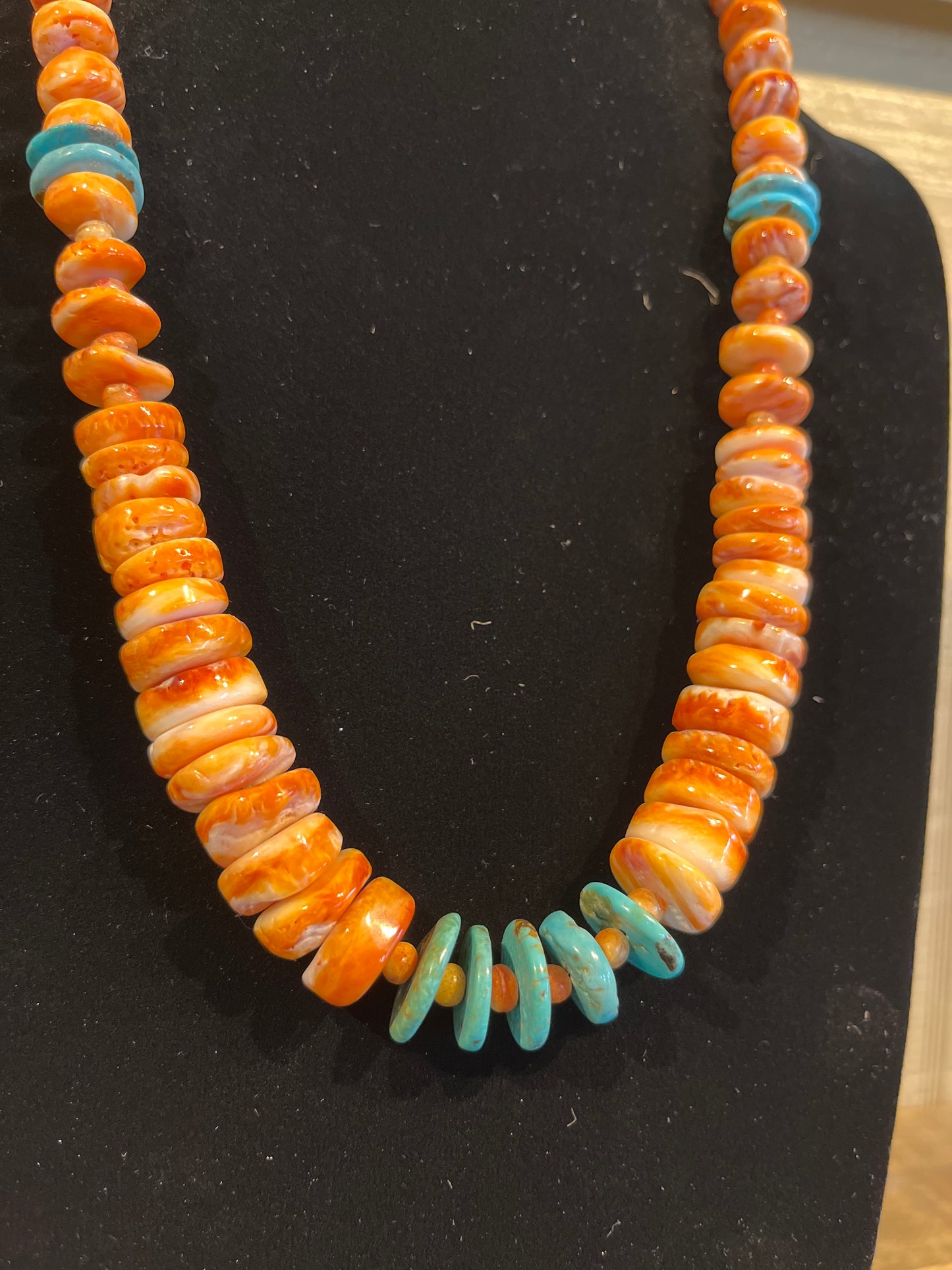 Spiny Oyster and Turquoise Necklace