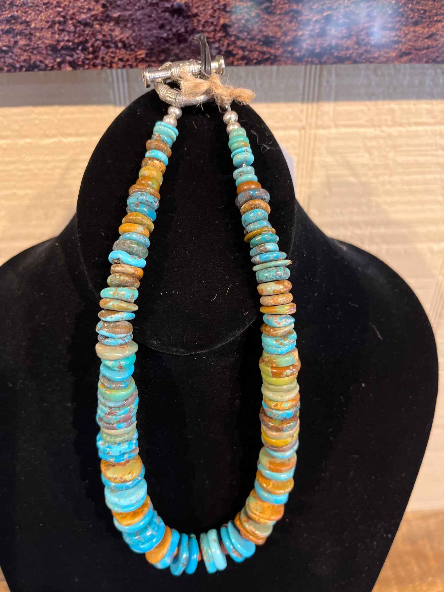 Turquoise Disc and Spiny Bead Necklace