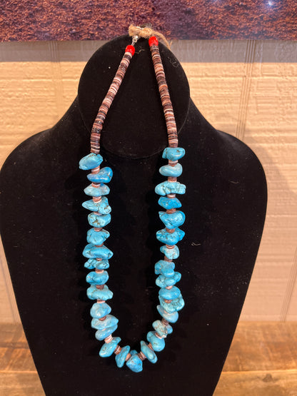 Turquoise Nugget and Shell Necklace