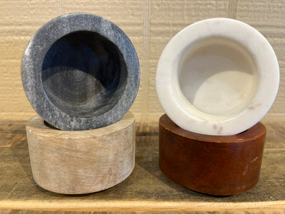 Marble/Wood Mini bowl set