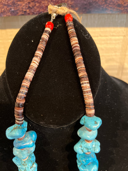 Turquoise Nugget and Shell Necklace