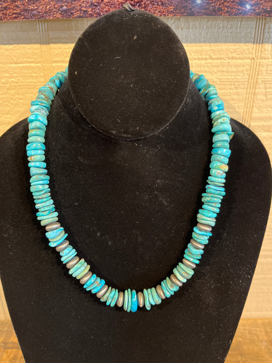 Turquoise Necklace with Silver beads