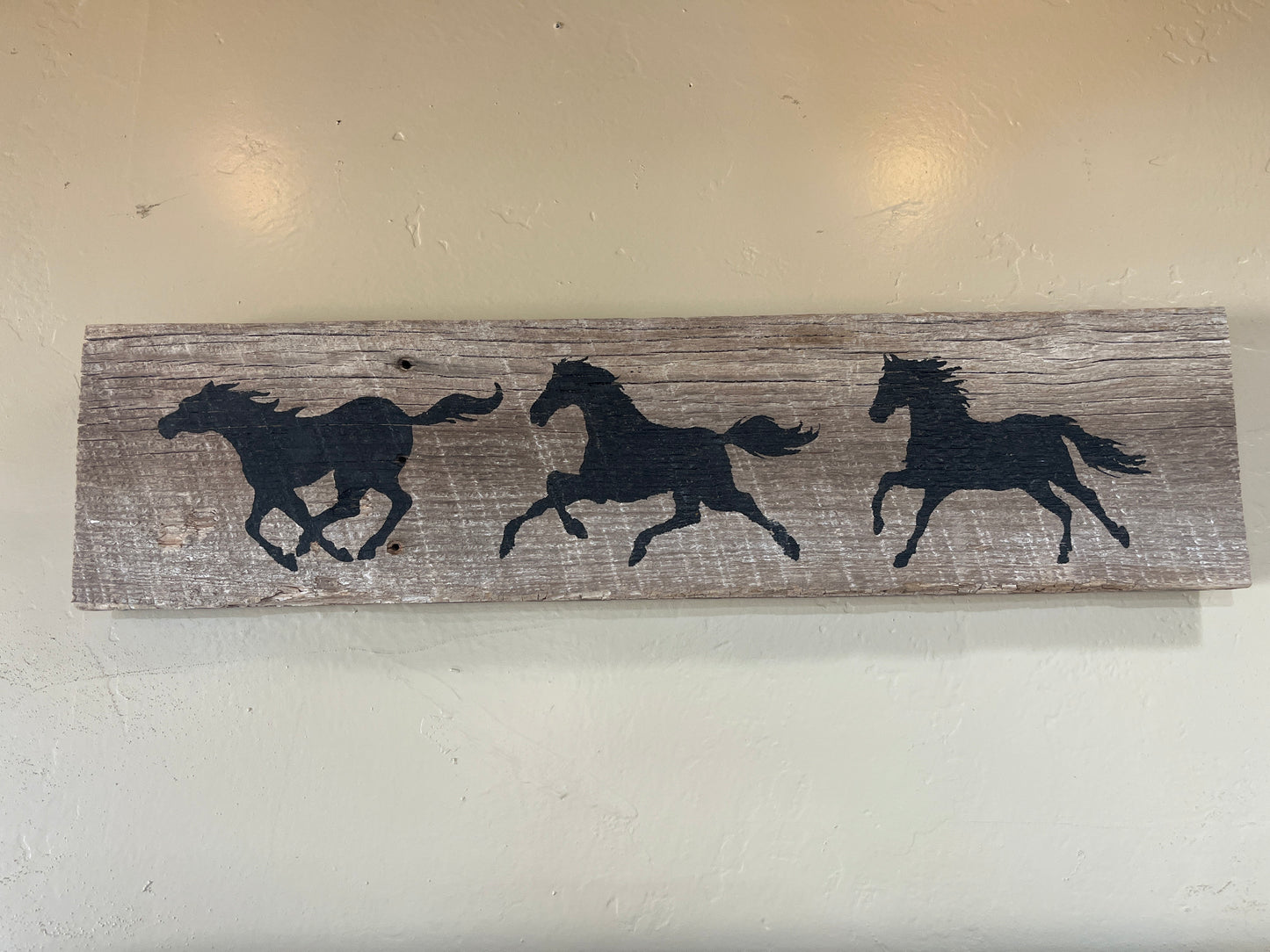 Running Horses on Barnwood