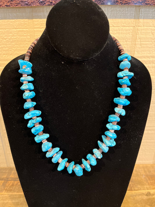 Turquoise Nugget and Shell Necklace