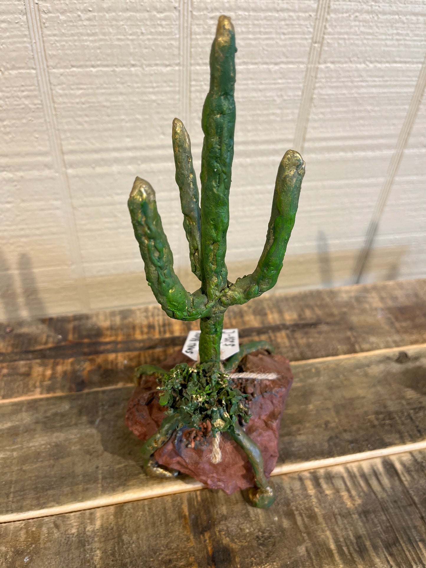 Small Bronze Saguaro on Red Rock-C