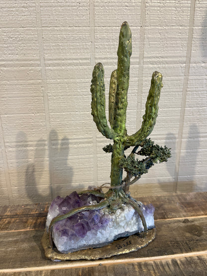 Medium Saguaro & Tree on Amethyst