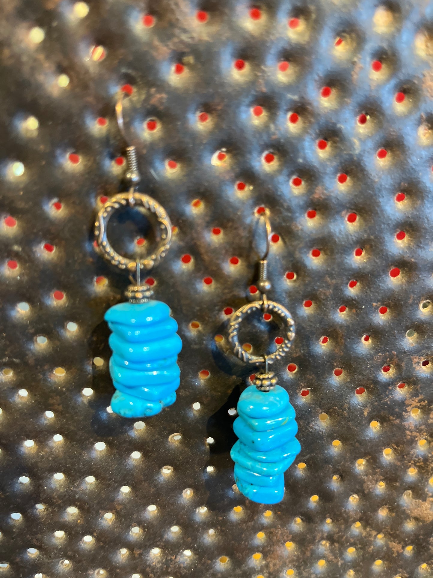 Faux turquoise stacked earrings