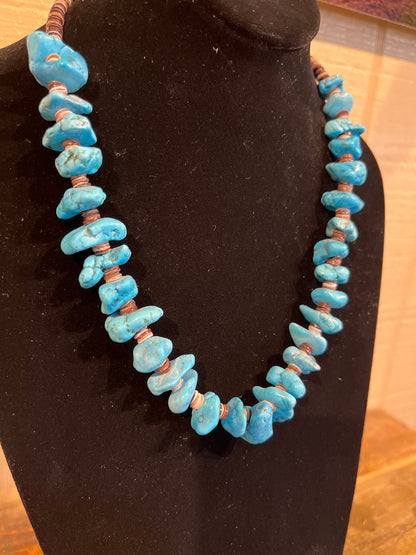 Turquoise Nugget and Shell Necklace