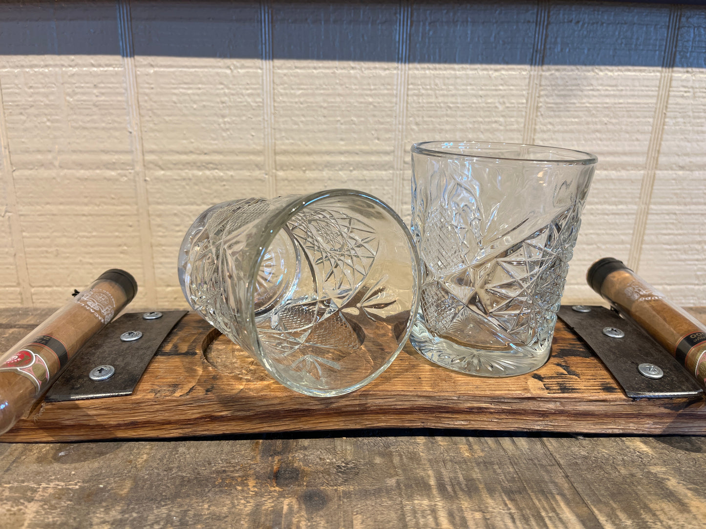 Cigar Double Hole Barrel Stave Rocks Coaster