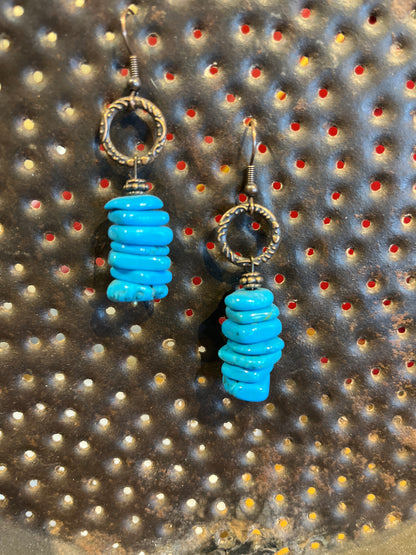 Faux turquoise stacked earrings