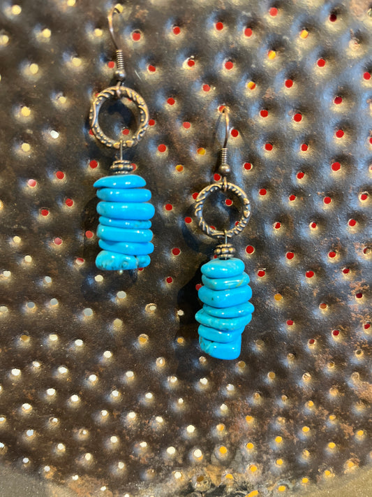 Faux turquoise stacked earrings