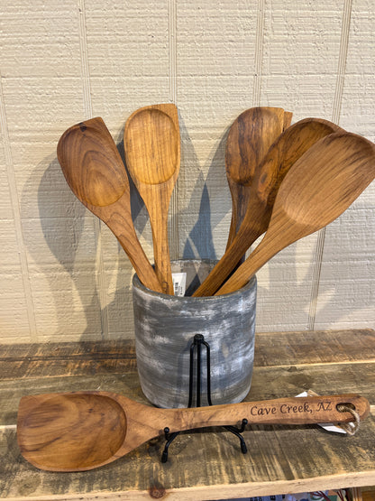 Wooden corner spoon w/Cave Creek