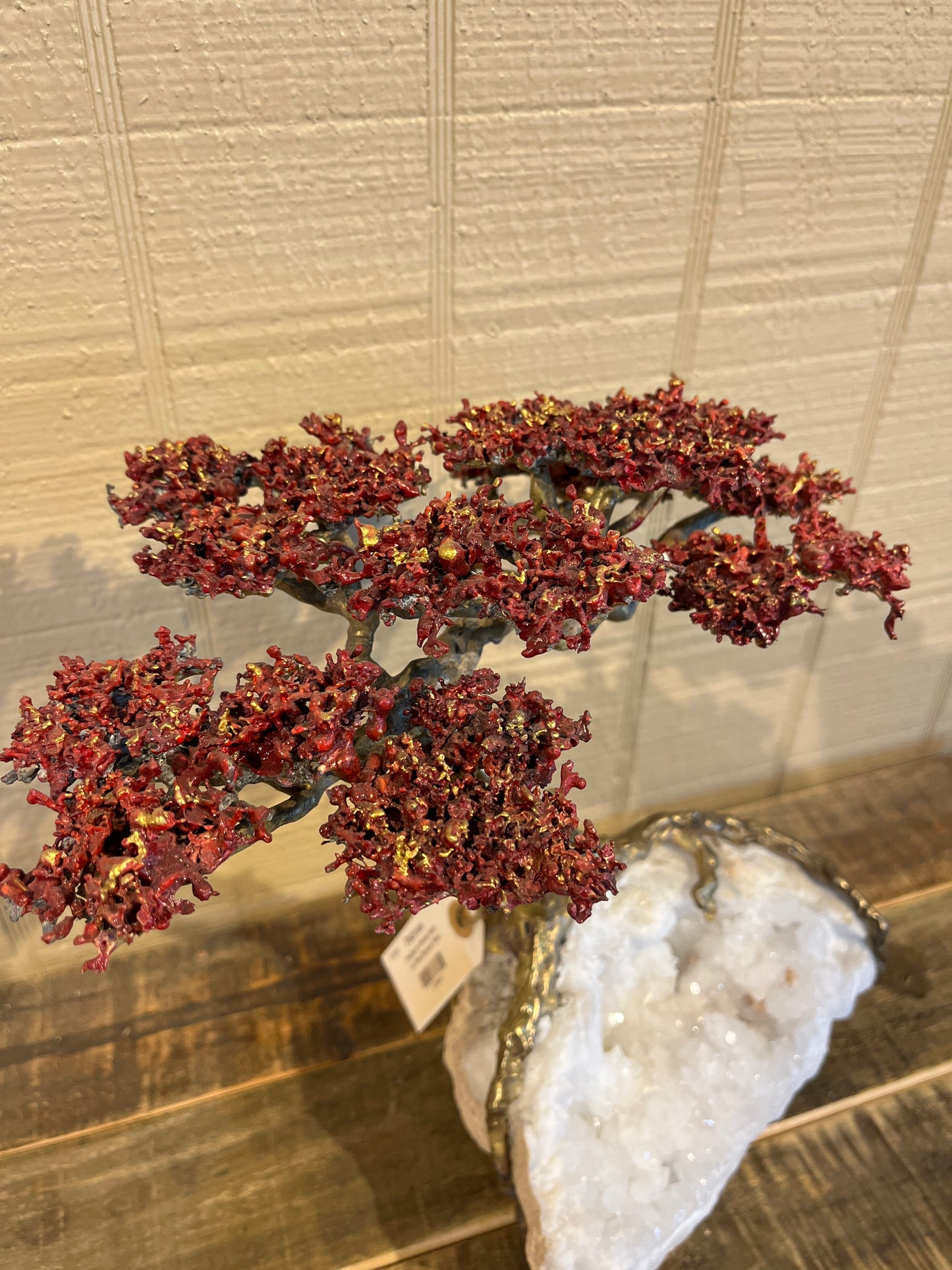 Medium Reb Bonsai Tree on White Geode