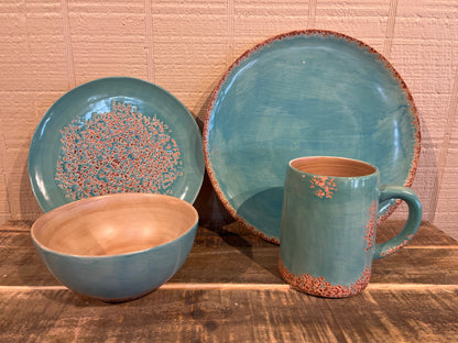 Turquoise Ceramic Patinas Dish Set- 16 pieces