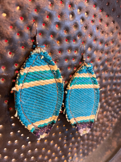 Frayed Serape & Leather Earrings