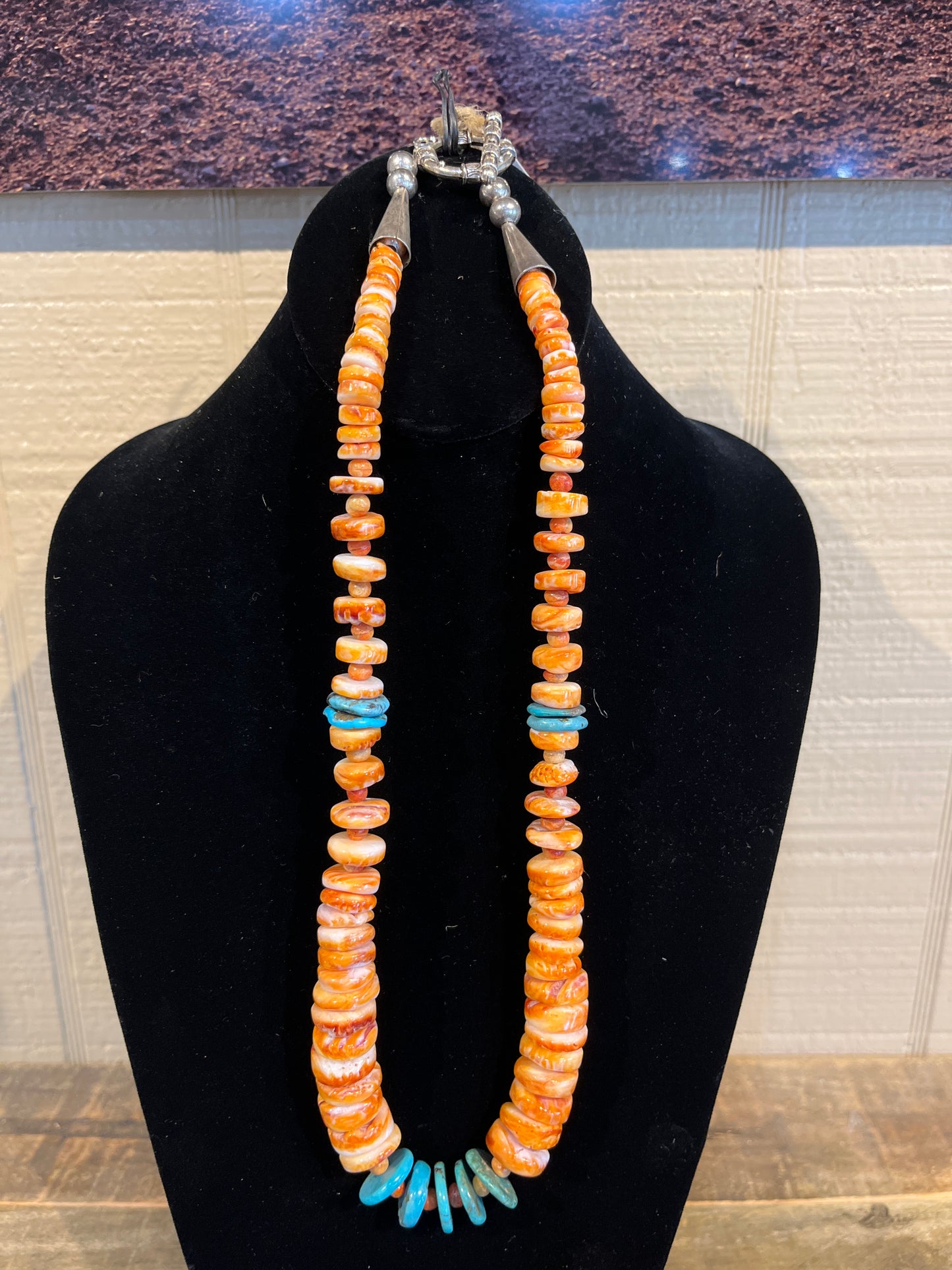 Spiny Oyster and Turquoise Necklace