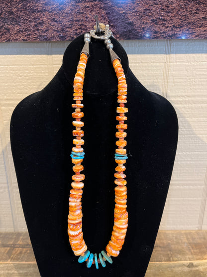 Spiny Oyster and Turquoise Necklace
