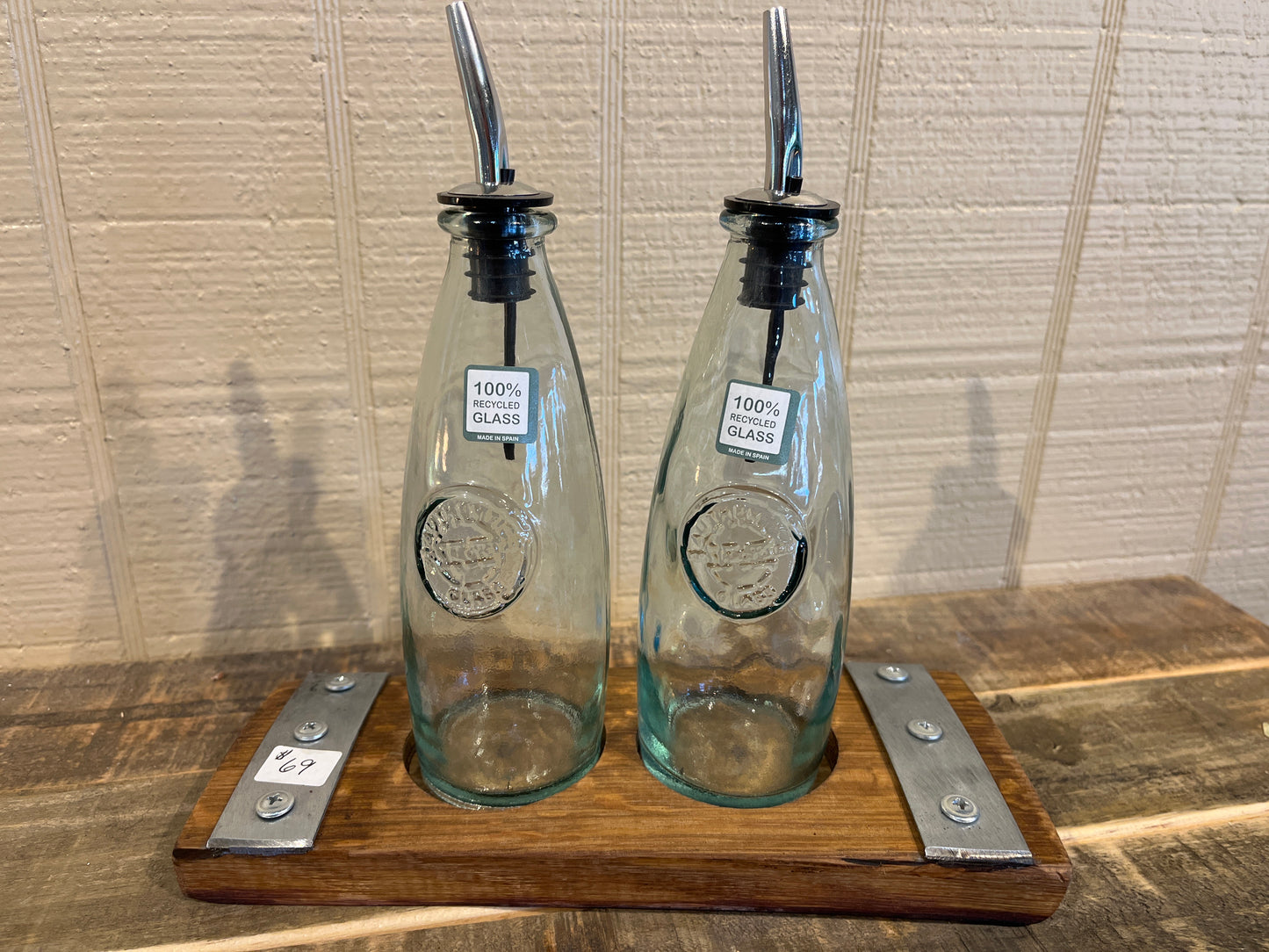 Oil & Vinegar Cruet Set on Wine Stave