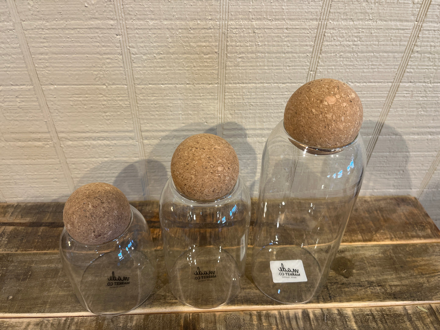 Glass/Cork Canister Set of 3