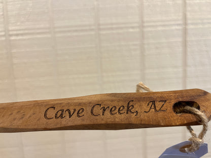Wooden corner spoon w/Cave Creek