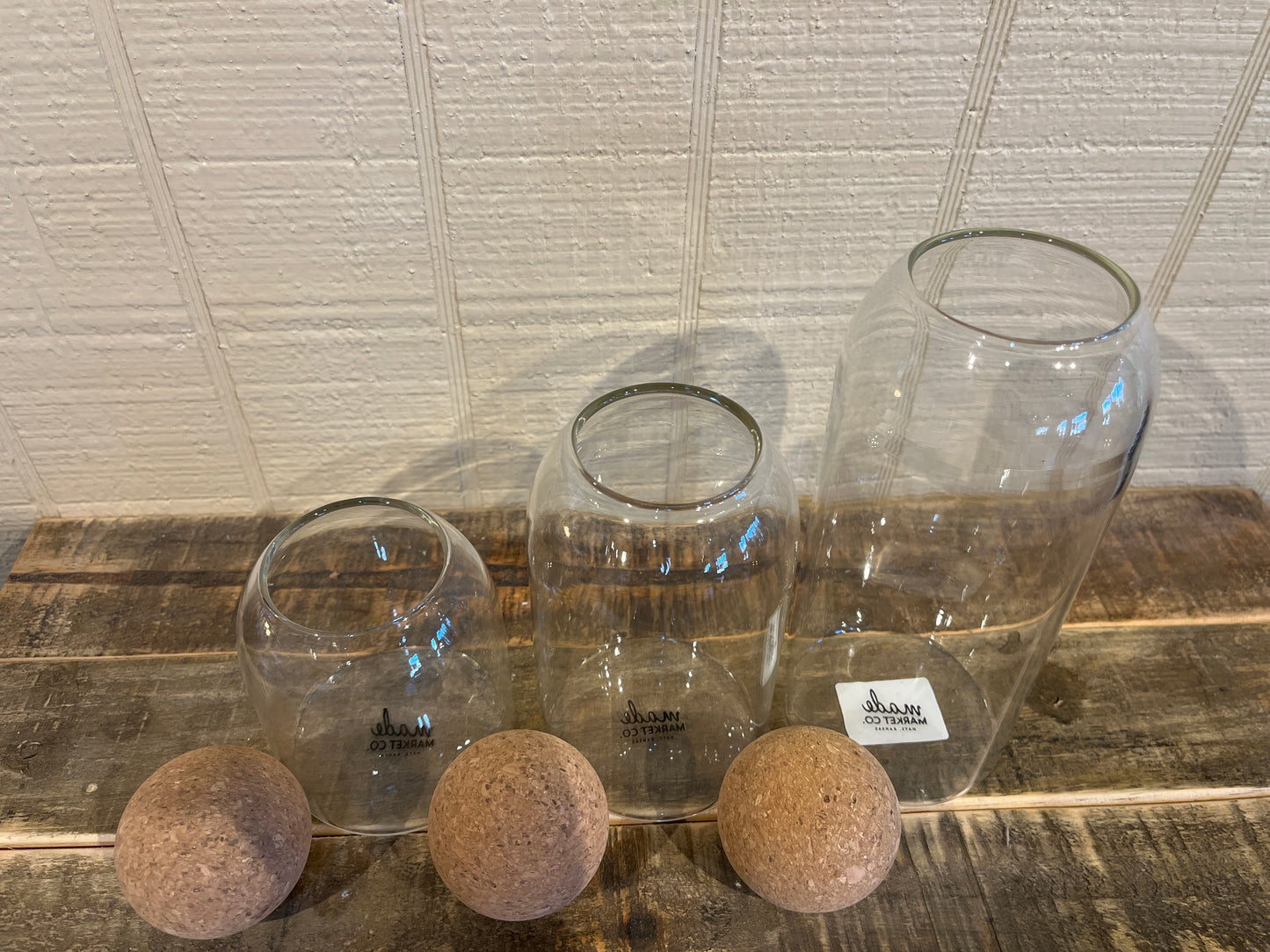 Glass/Cork Canister Set of 3