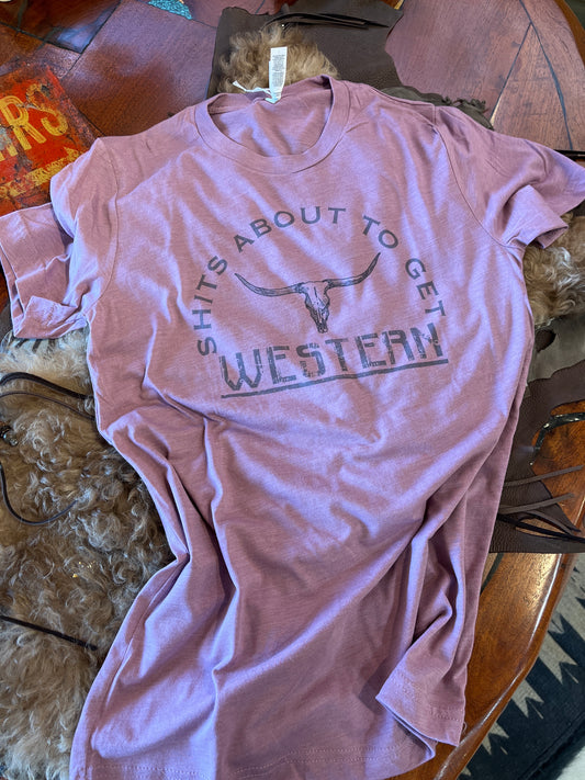 Shits About To Get Western tee