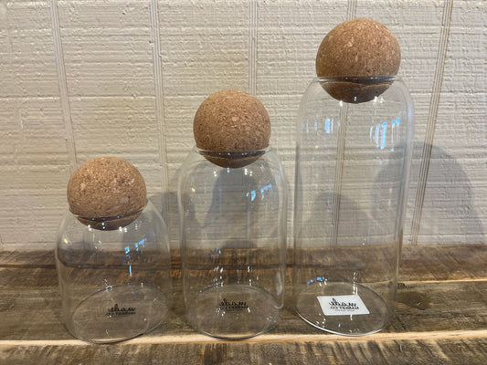 Glass/Cork Canister Set of 3