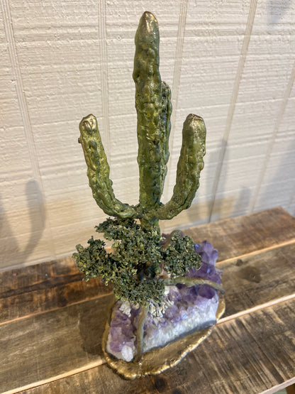 Medium Saguaro & Tree on Amethyst