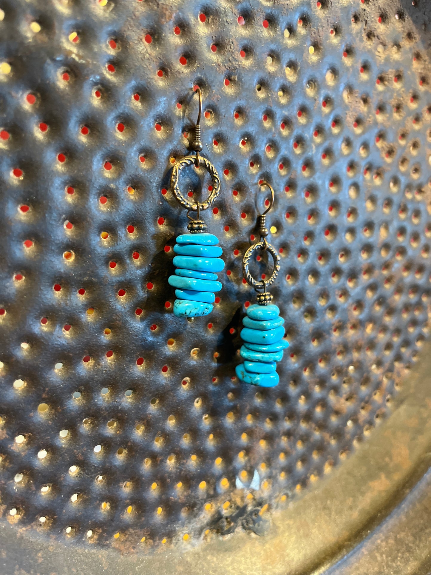 Faux turquoise stacked earrings