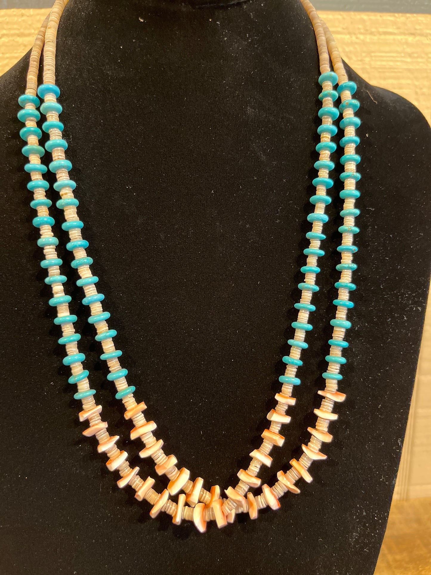 Turquoise and Spiny Oyster 2-Strand Necklace