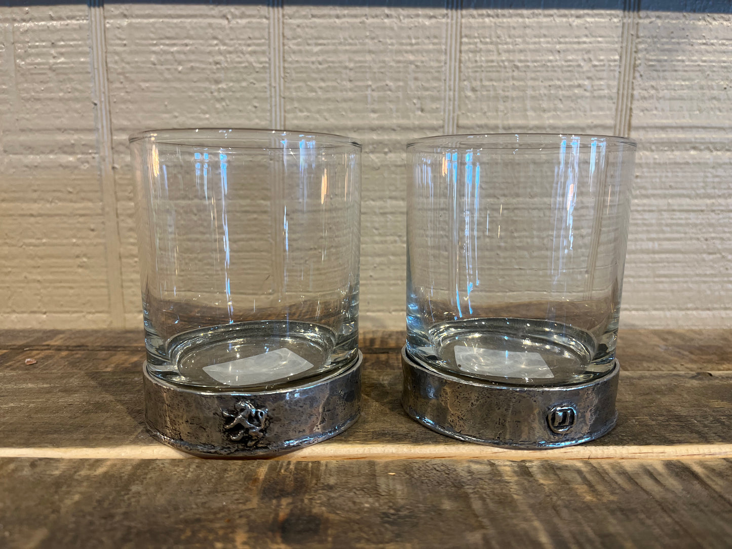 Whiskey Glass w/metal base(Set of 2)