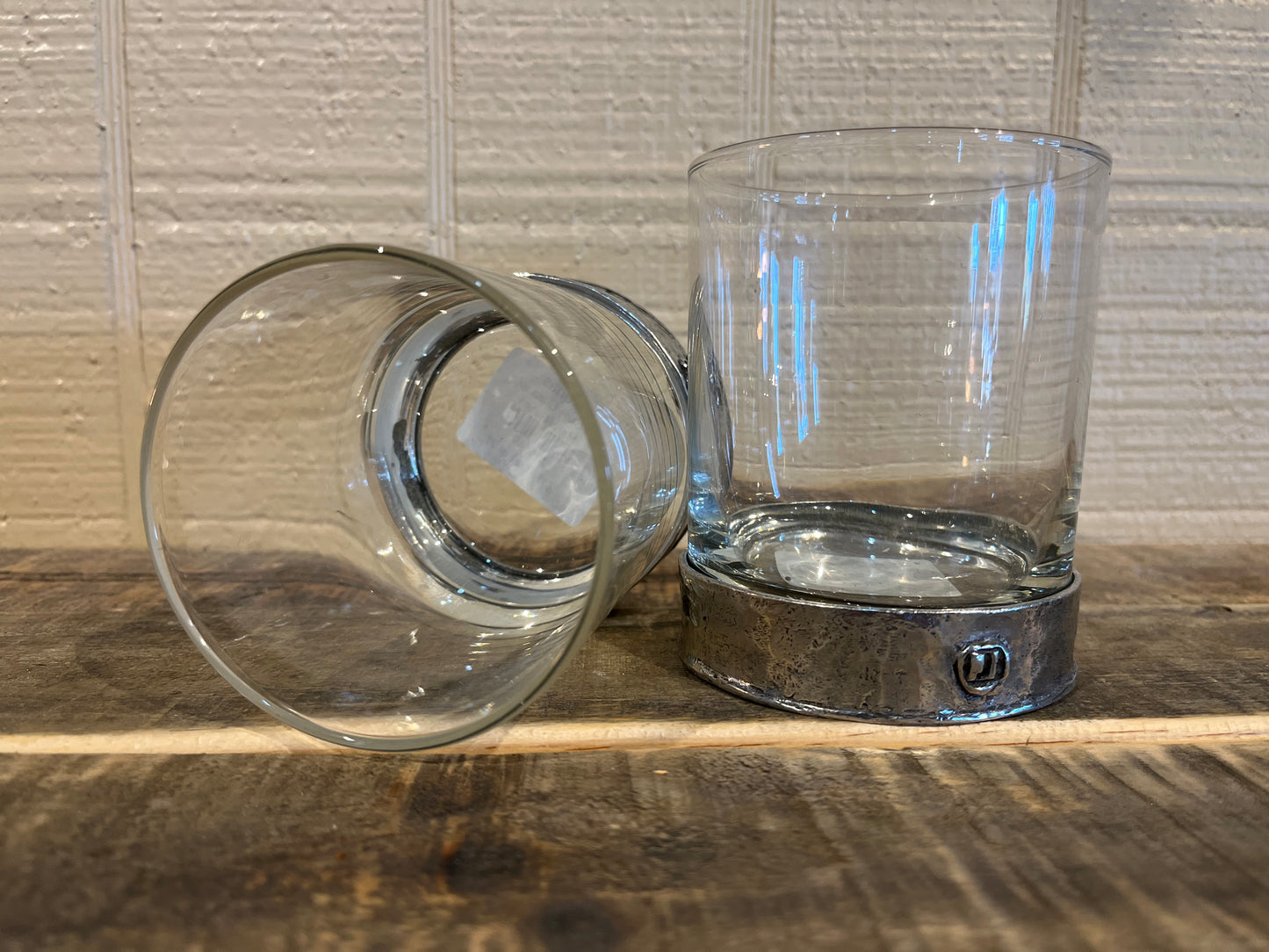 Whiskey Glass w/metal base(Set of 2)