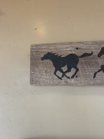 Running Horses on Barnwood